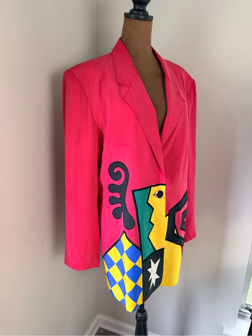 Women's Vintage Red Colorblock Graphic-Panel Blazer - Picture 10 of 16